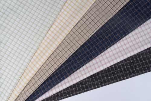 linenshina8049 (23) 48% Linen 40% Polyester 12% Cotton 121g/m² - Yarn-Dyed Checkered Fabric for Casual Wear #8049