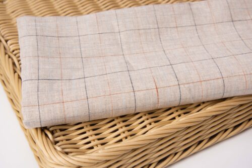 linenshina8051 (1) 100% Linen Yarn Dyed Stripe Fabric – Lightweight Pastel Cloth for Spring/Summer #8051