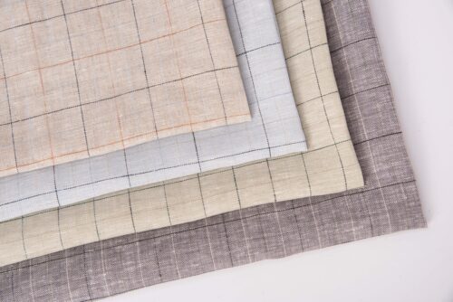 linenshina8051 (4) 100% Linen Yarn Dyed Stripe Fabric – Lightweight Pastel Cloth for Spring/Summer #8051