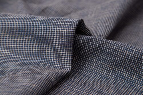 linenshina8053 (1) 88% Linen 12% Cotton 123g/m² - Mini Houndstooth Check Fabric with Refined Texture #8053