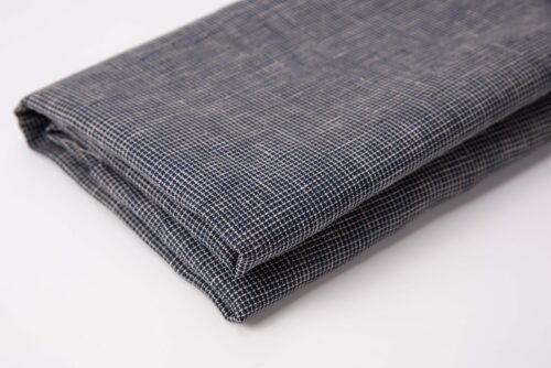 linenshina8053 (2) 88% Linen 12% Cotton 123g/m² - Mini Houndstooth Check Fabric with Refined Texture #8053