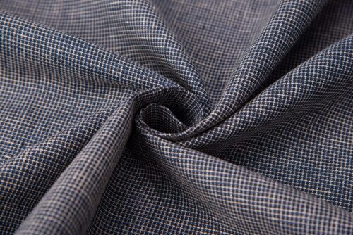 linenshina8053 (6) 88% Linen 12% Cotton 123g/m² - Mini Houndstooth Check Fabric with Refined Texture #8053