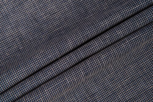 linenshina8053 (9) 88% Linen 12% Cotton 123g/m² - Mini Houndstooth Check Fabric with Refined Texture #8053
