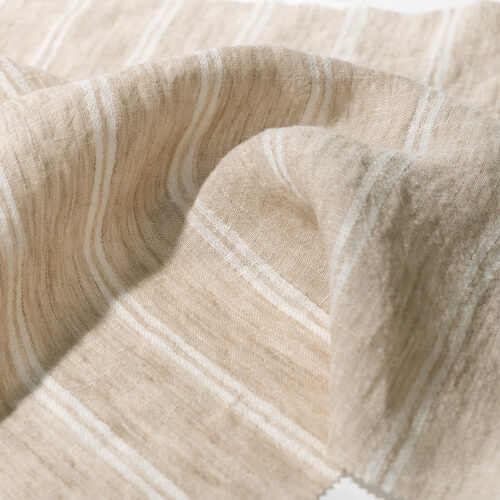 13 2026 S/S Trend 130g Pure Linen Fabric | Spring-Summer Essential for Casual Shirts & Dresses | Subtle Stripes & Feather-Light Comfort