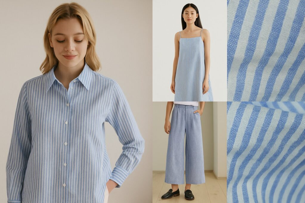 #1244 New Arrival Stripe Woven Shirts Yarn-Dyed French Linens 100% Sustainable Linen Fabric for Clothing for Boys and Girls 7 124402