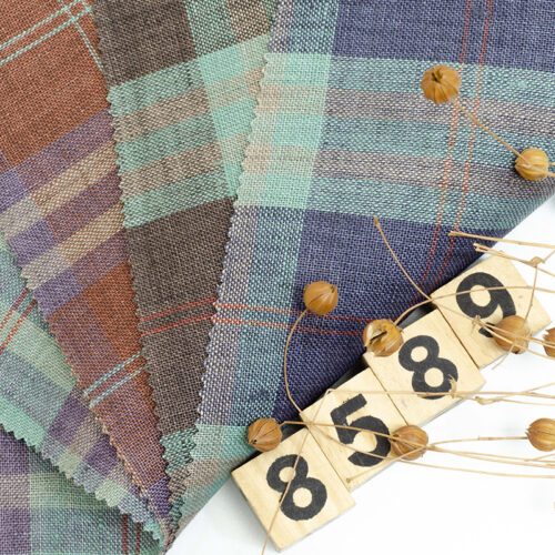 8589.01 #8589 New Arrival 100%linen Flax Yarn Dyed Check Fabric Textile Woven Plaid Fabric for Garment Shirts