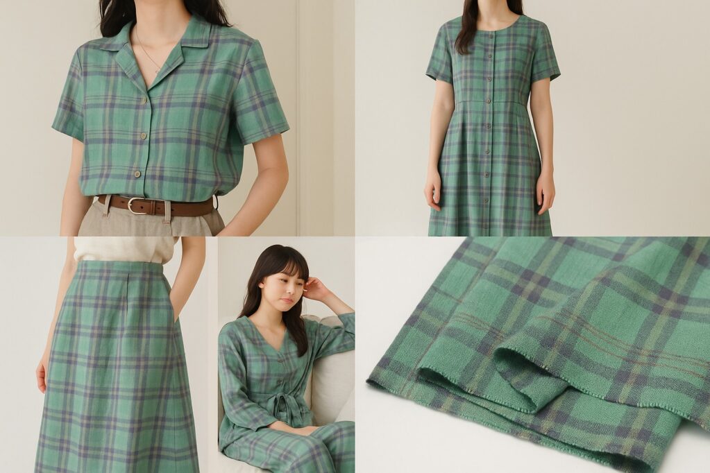 #8589 New Arrival 100%linen Flax Yarn Dyed Check Fabric Textile Woven Plaid Fabric for Garment Shirts 9 858901