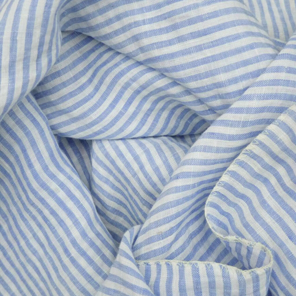 #1244 New Arrival Stripe Woven Shirts Yarn-Dyed French Linens 100% Sustainable Linen Fabric for Clothing for Boys and Girls 2 主图 003 1
