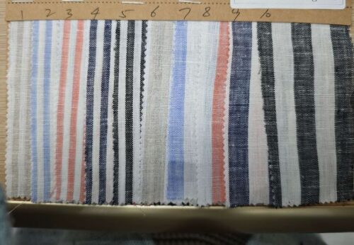 主图_007 #1244 New Arrival Stripe Woven Shirts Yarn-Dyed French Linens 100% Sustainable Linen Fabric for Clothing for Boys and Girls