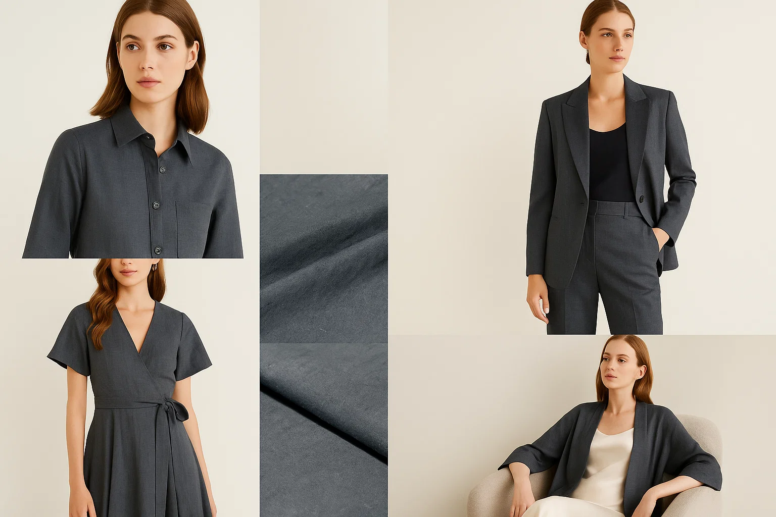 K1426# Hemp 26% Silk 23% Cotton 51% Blend | 133gsm 143cm Yarn Dyed Fabric | Premium Summer Shirting & Dress Material | Wholesale OEM 8 K1426.01