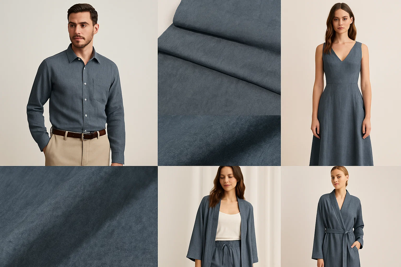 K1426# Hemp 26% Silk 23% Cotton 51% Blend | 133gsm 143cm Yarn Dyed Fabric | Premium Summer Shirting & Dress Material | Wholesale OEM 7 K1426