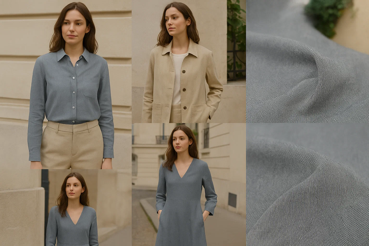 K1433# Luxury Linen Cotton Blend Twill Fabric 315gsm 140cm | Natural Texture Soft Yet Structured | Premium Autumn Apparel Textile | B2B Supply 8 K1433.01