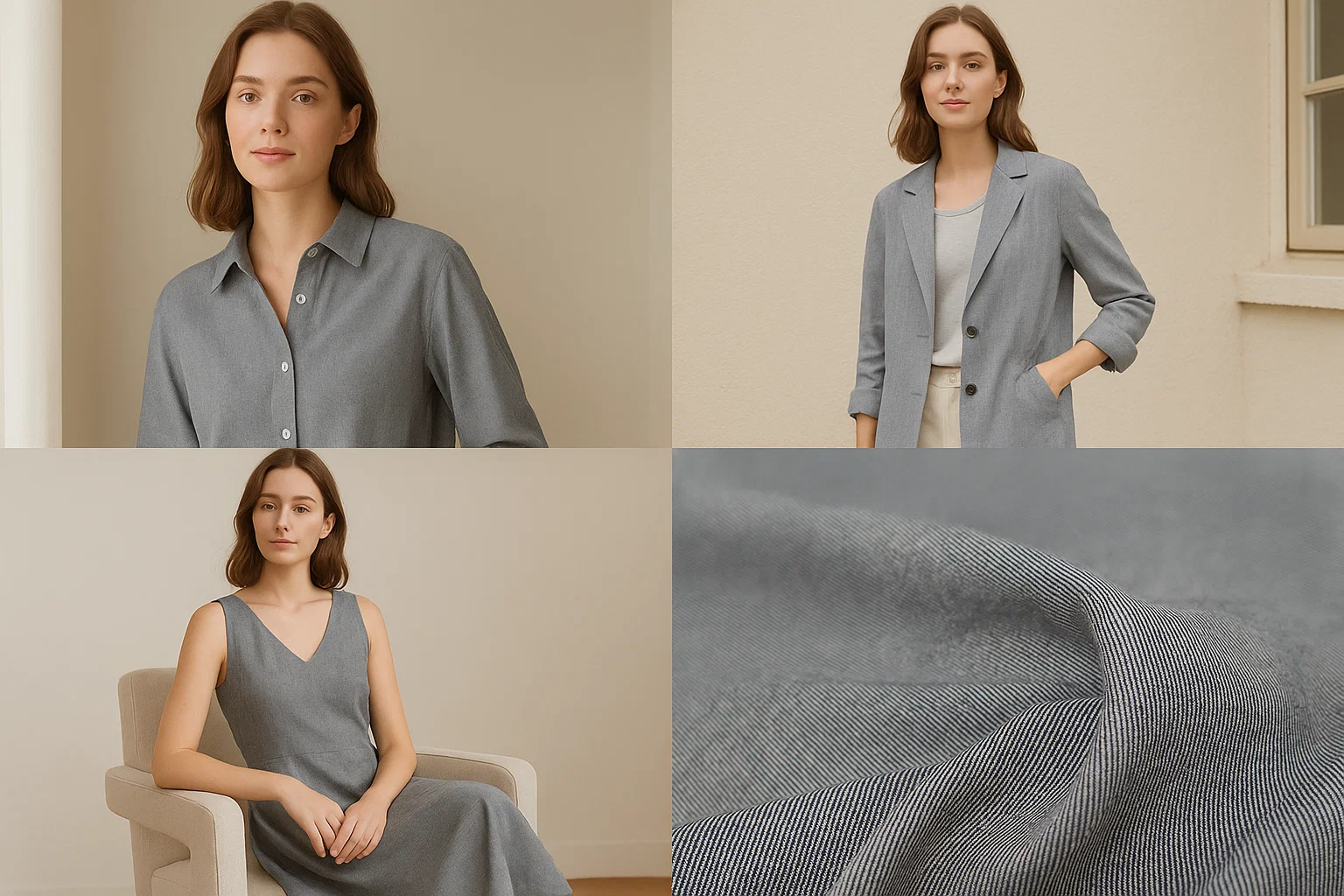 K1433# Luxury Linen Cotton Blend Twill Fabric 315gsm 140cm | Natural Texture Soft Yet Structured | Premium Autumn Apparel Textile | B2B Supply 7 K1433