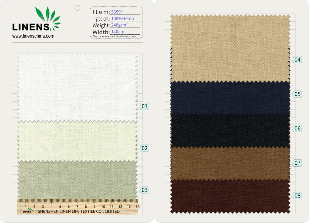 5659# 100% Hemp Twill Fabric | 248g/m² 140cm | Heavyweight, Structured & Breathable for Jackets & Trousers 2 微信图片 20250711095045