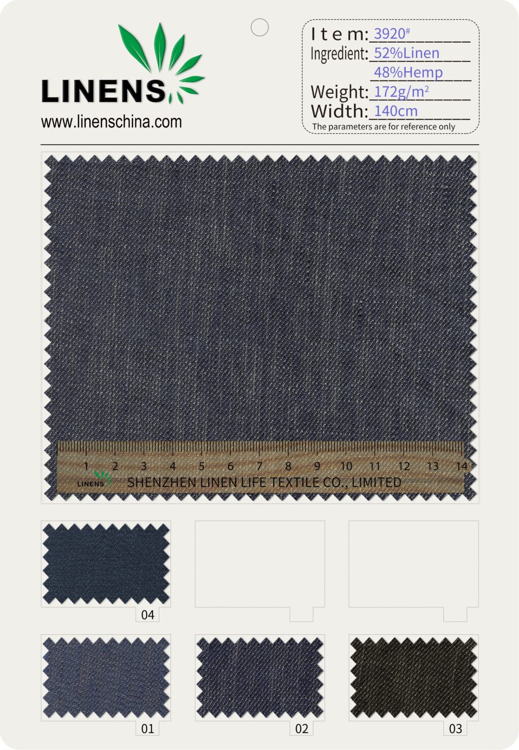 3920# 48% Hemp 52% Linen Yarn-Dyed Twill Fabric | 172g/m² 140cm | Structured, Breathable & Cross-Season 2 微信图片 20251008105714
