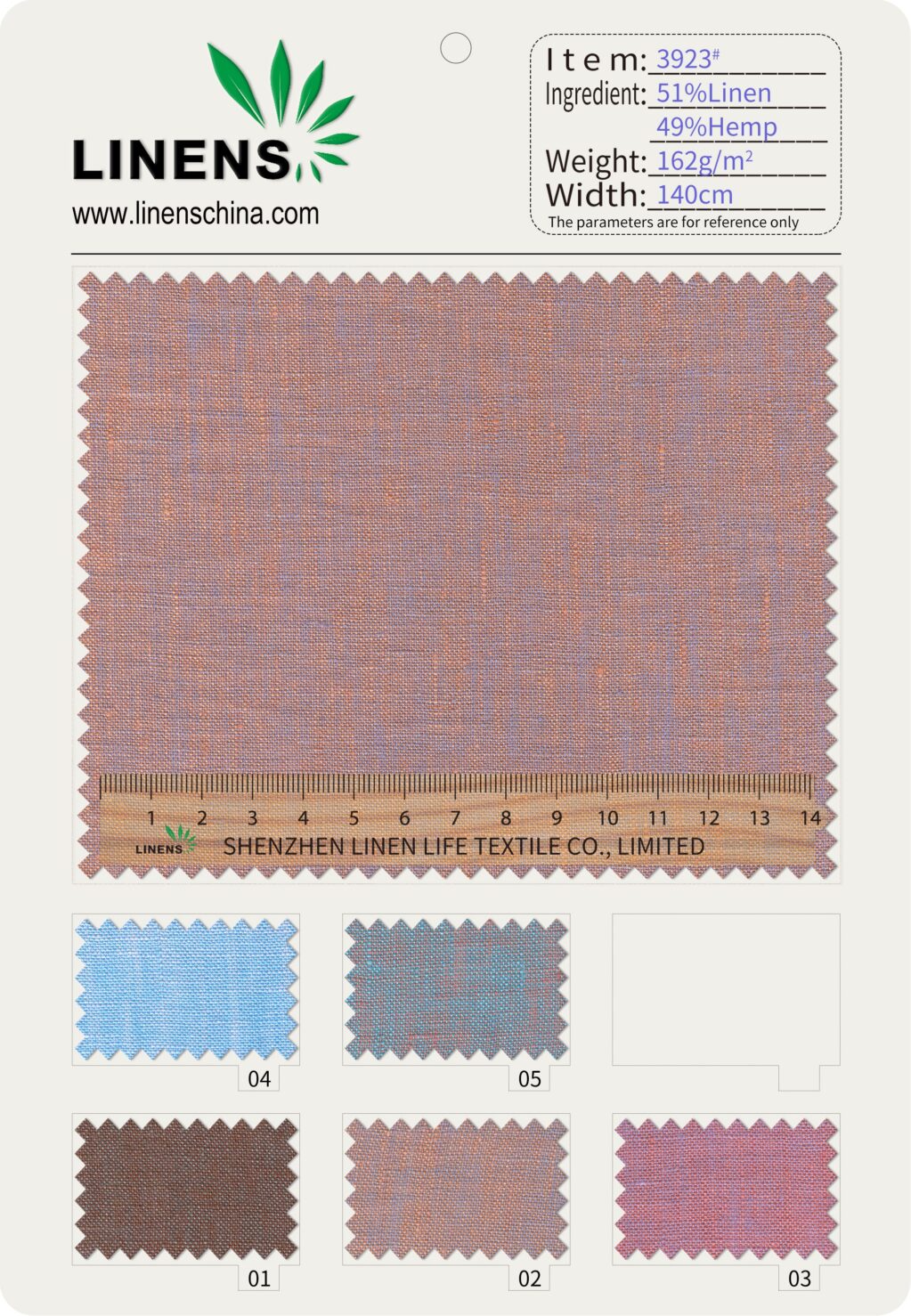 3923# 49% Hemp 51% Linen Blend Fabric | 162gsm 140cm | Soft, Breathable & Wrinkle-Resistant Natural Textile for Summer Shirts & Dresses 2 微信图片 20251010140109