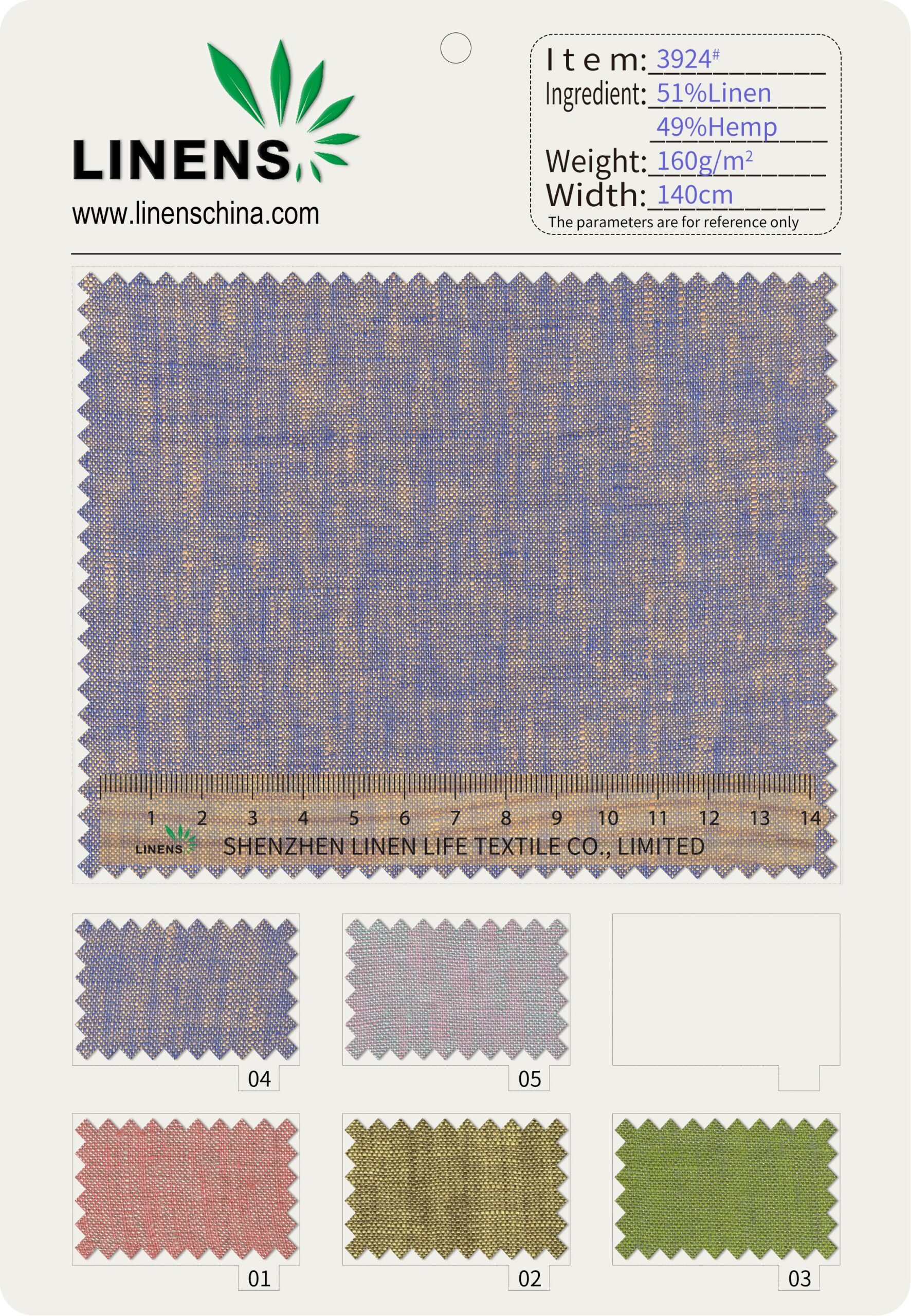 3924# 49% Hemp 51% Linen Yarn-Dyed Plain Weave Fabric | 160g/m² 140cm | Breathable, Soft & Natural for Spring–Summer 2 微信图片 20251012132006 scaled