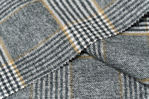 02 K18011# Japanese Polyester Rayon Spandex Check Fabric | 63% Polyester 33% Rayon 4% Spandex | 133cm | 326g/m² | Warm, Structured, Classic Check, Ideal for Coats & Skirts